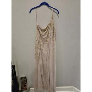 Mac Duggal 9224 Womens Pink Gold One Shoulder Embellished A-Line Gown 12 Formal